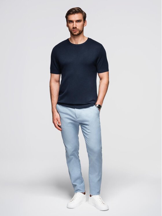 Ombre Ombre T-Shirt OM-TSCT-0252 Granatowy Regular Fit