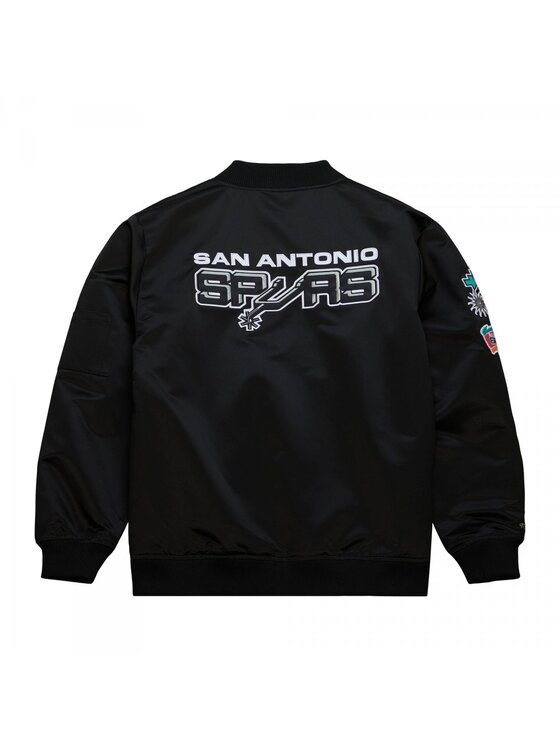 Mitchell & Ness Mitchell & Ness Bunda bomber LIGHTWEIGHT SATIN BOMBER SAN ANTONIO SPURS Černá Regular Fit