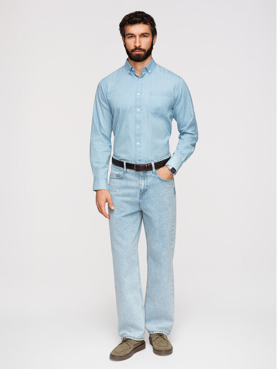 Ombre Ombre Koszula K702 Niebieski jasny Regular Fit