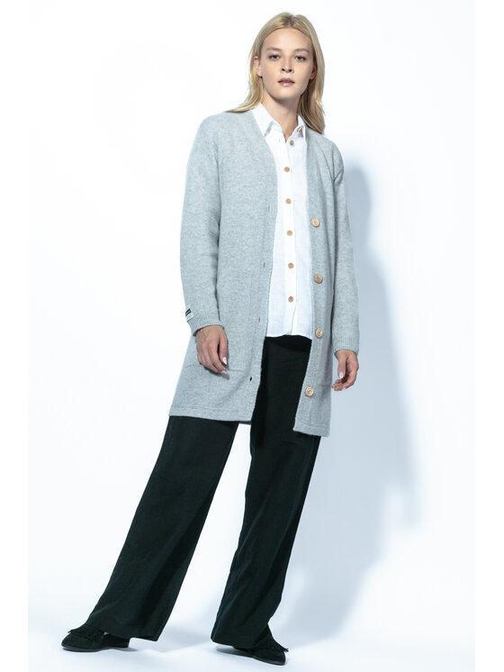Fobya Fobya Kardigan KASZMIROWY ZAPINANY KARDIGAN F1727 Szary Classic Fit