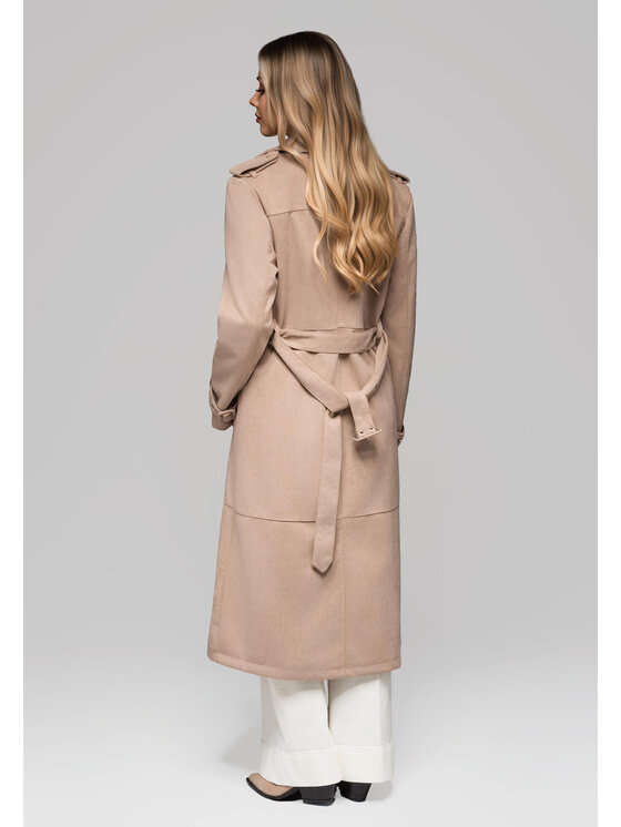Ombre Ombre Płaszcz OW-COLC-0107 Beżowy Regular Fit