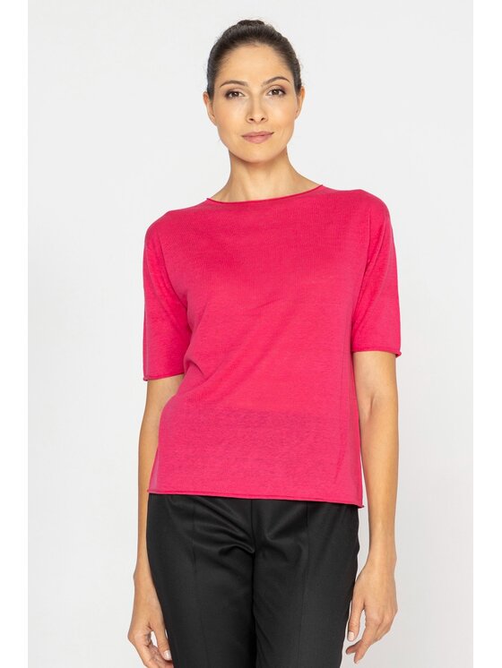 Deni Cler Milano Deni Cler Milano Bluzka T-DC-1238-D5-80-33-1 Różowy Regular Fit
