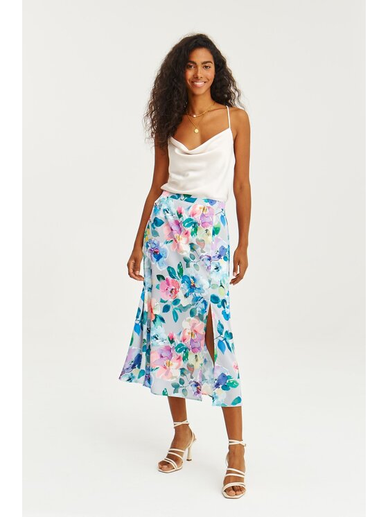 NAOKO NAOKO Midi sukně Flowers Avenue Modrá Regular Fit