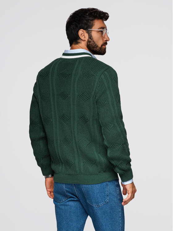 Ombre Ombre Sweter OM-SWSW-0151 Zielony Regular Fit