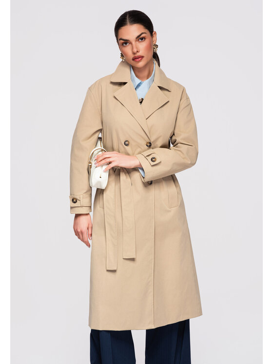Ombre Ombre Płaszcz przejściowy OW-COLC-0119 Beżowy Oversize