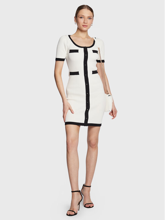 Fracomina Fracomina Trikotažinė suknelė FS23SD5005K41701 Balta Slim Fit