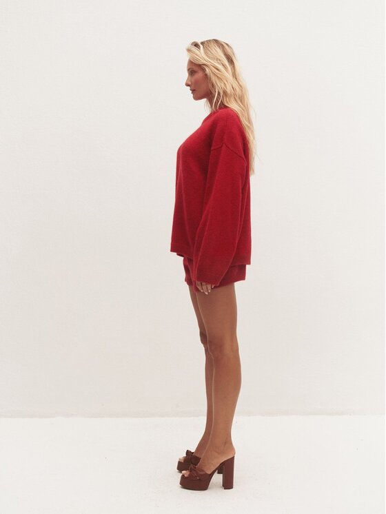 Le Collet Le Collet Sweter DIANA Czerwony Oversize