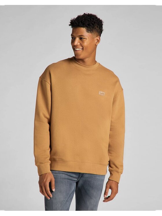 Lee Lee Bluza CORE LOOSE CREW Brązowy Regular Fit
