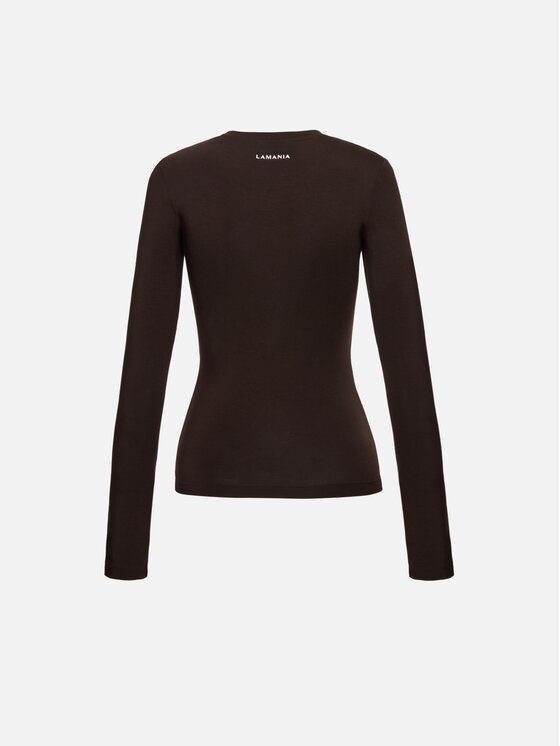 La Mania La Mania Longsleeve APRIL Brązowy ciemny Basic Fit