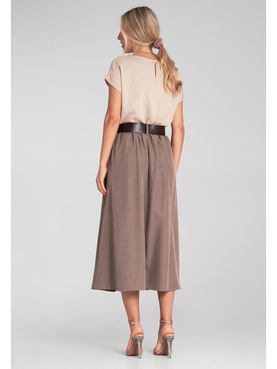 FIGL FIGL Spódnica midi M1201 Brązowy Flared Fit