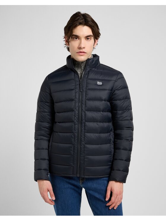 Lee Lee Kurtka przejściowa Stand Collar Puffer Czarny Regular Fit