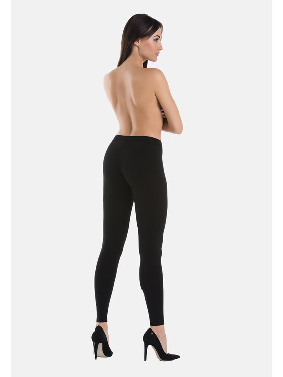 Teyli Teyli Legginsy damskie bawełniane Classico Czarny Regular Fit