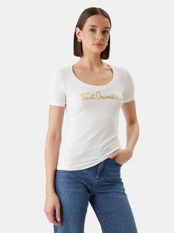 Just Cavalli Just Cavalli Póló 80PAHT02 CJ502 Fehér Slim Fit