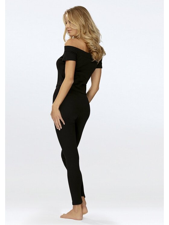 DKaren Sport DKaren Sport Komplet bluzka i spodnie Bayo Czarny Slim Fit