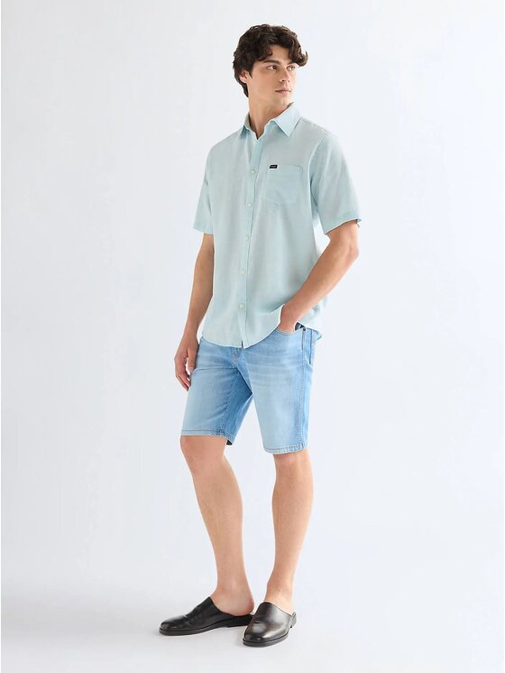 Wrangler Wrangler Koszula SS 1 PKT SHIRT Niebieski Regular Fit
