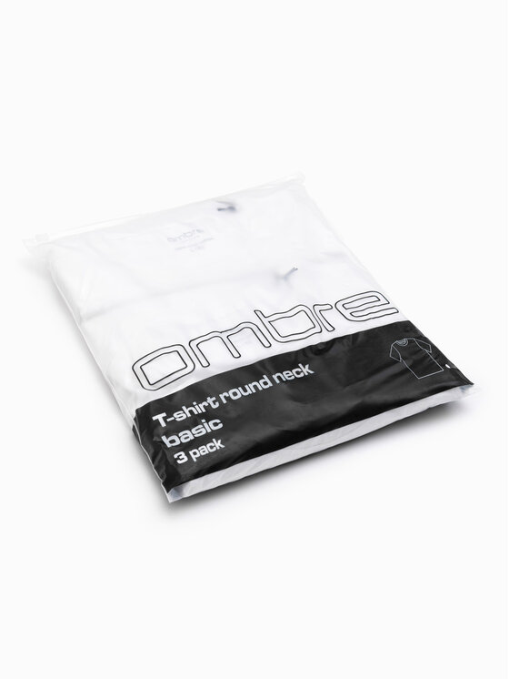 Ombre Ombre Komplet t-shirtów OM-TSBS-0268 Biały Regular Fit