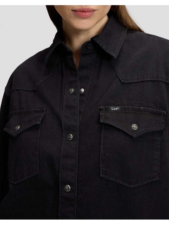 Lee Lee Koszula ESSENTIAL WESTERN SHIRT Czarny Relaxed Fit