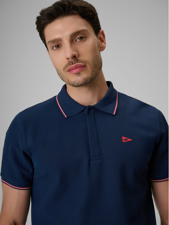 4F 4F Polo LAKESIDE ESCAPE Granatowy Regular Fit