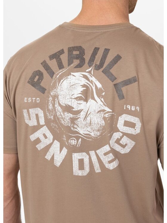 PITBULL PITBULL T-Shirt Koszulka męska DOG SD L Beżowy Regular Fit