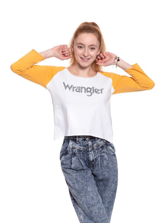 Wrangler Wrangler Blusa RAGLAN CROP LS TEE Giallo Regular Fit