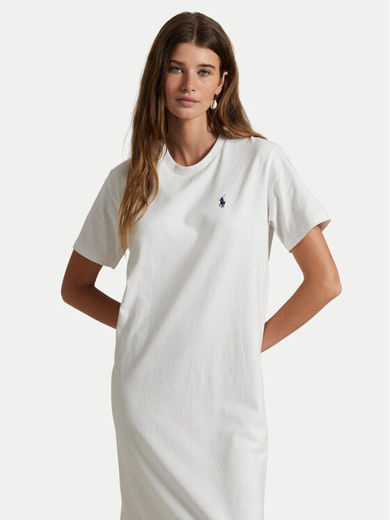 Polo Ralph Lauren Polo Ralph Lauren Každodenní šaty 211971066002 Bílá Straight Fit
