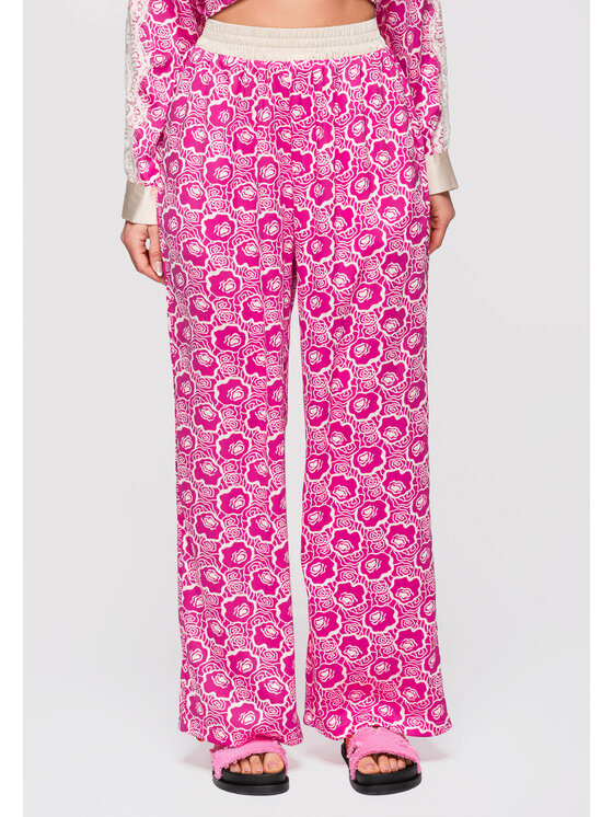 Ombre Ombre Spodnie materiałowe OW-PA-E0007 Różowy Relaxed Fit
