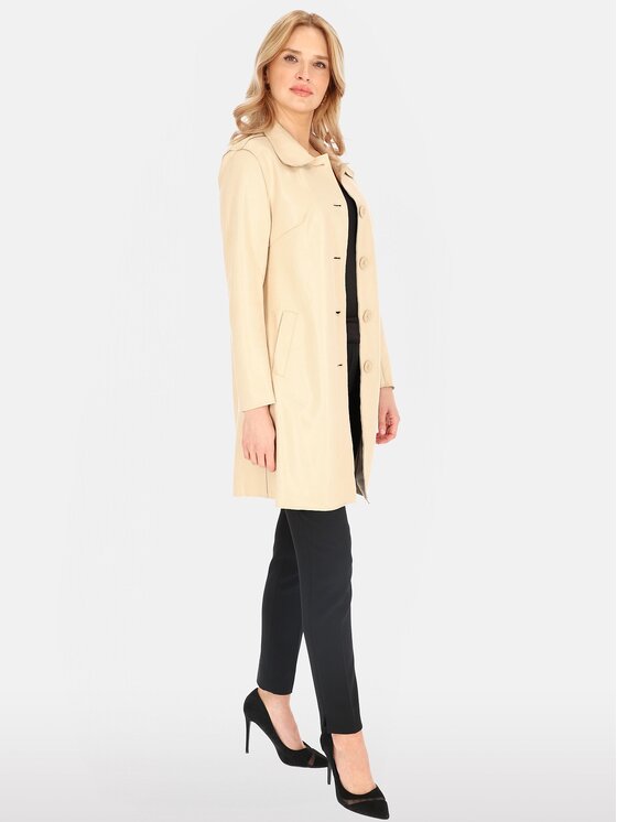 Perso Perso Płaszcz przejściowy BLE252675F Beżowy Regular Fit