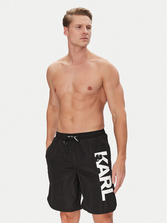 KARL LAGERFELD KARL LAGERFELD Pantaloni scurți pentru înot A1M46009 Negru Regular Fit