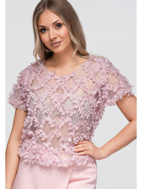 Ombre Ombre Bluzka OW-TS-E0062 Różowy Loose Fit