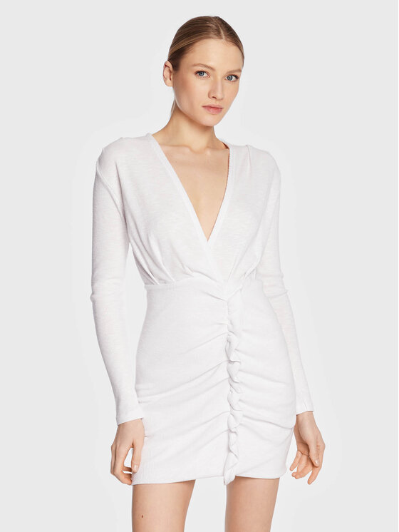 IRO Úpletové šaty Diamante AS232 Biela Slim Fit