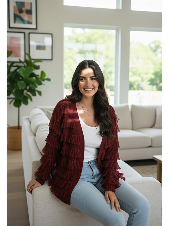 FIGL FIGL Kardigan M1259 Bordó Regular Fit
