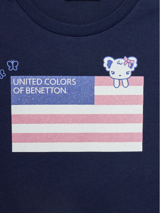 United Colors Of Benetton United Colors Of Benetton Póló 3I1XG10D6 Sötétkék Regular Fit