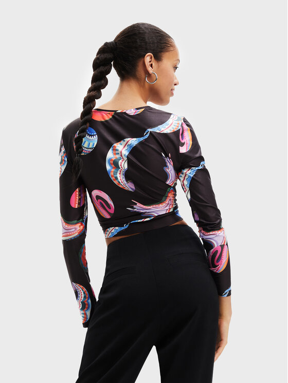 Desigual Desigual Μπλουζάκι MONSIEUR CHRISTIAN LACROIX Smile 22WWTK76 Μαύρο Slim Fit