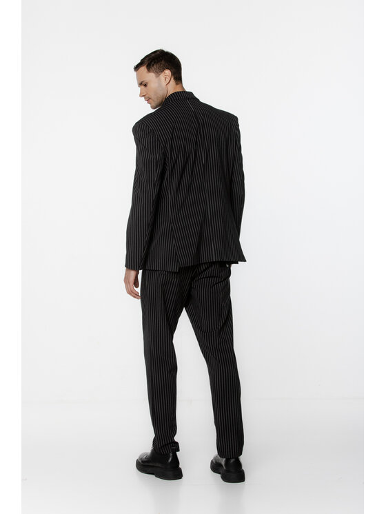 Pilawski Pilawski Marynarka MARYNARKA W PRĄŻEK MĘSKA Czarny Slim Fit