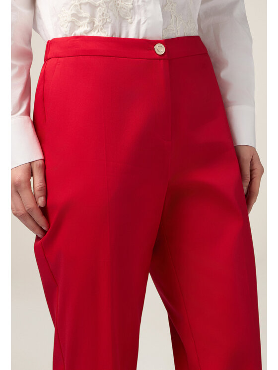 Oltre Oltre Spodnie materiałowe P066R008590N016 Czerwony Regular Fit