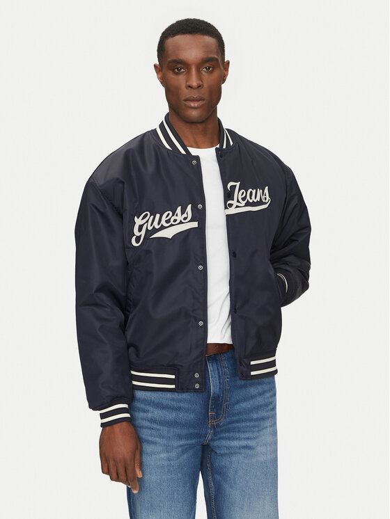 Guess Jeans Bomber stila jaka M5RL54 WHAA2 Tumši zils Regular Fit