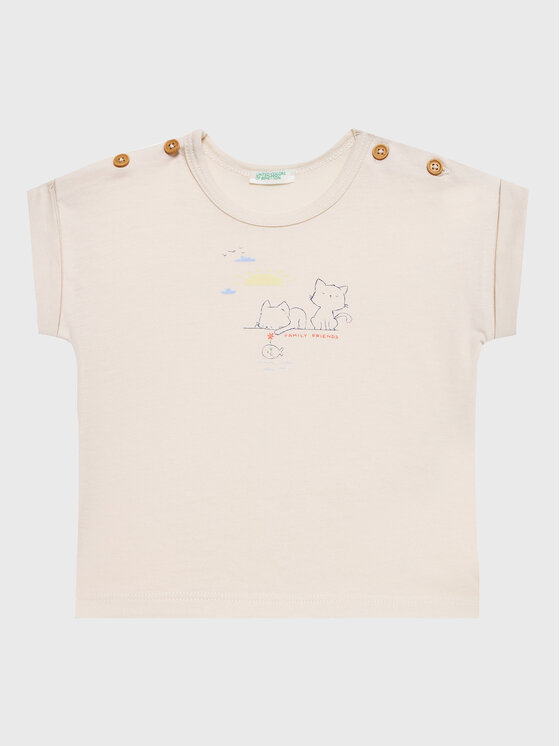 United Colors Of Benetton United Colors Of Benetton T-Shirt 3096A102A Μπεζ Regular Fit
