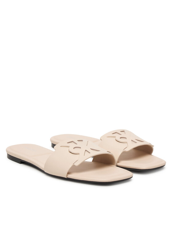 Calvin Klein Calvin Klein Klapki Square Flat Sandal Emblem HW0HW03128 Écru