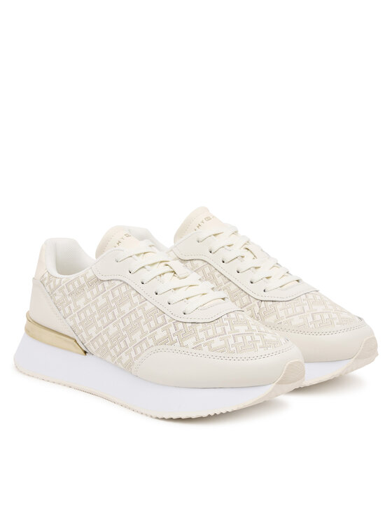 Tommy Hilfiger Tommy Hilfiger Tenisice Chic Monogram Runner FW0FW09051 Écru