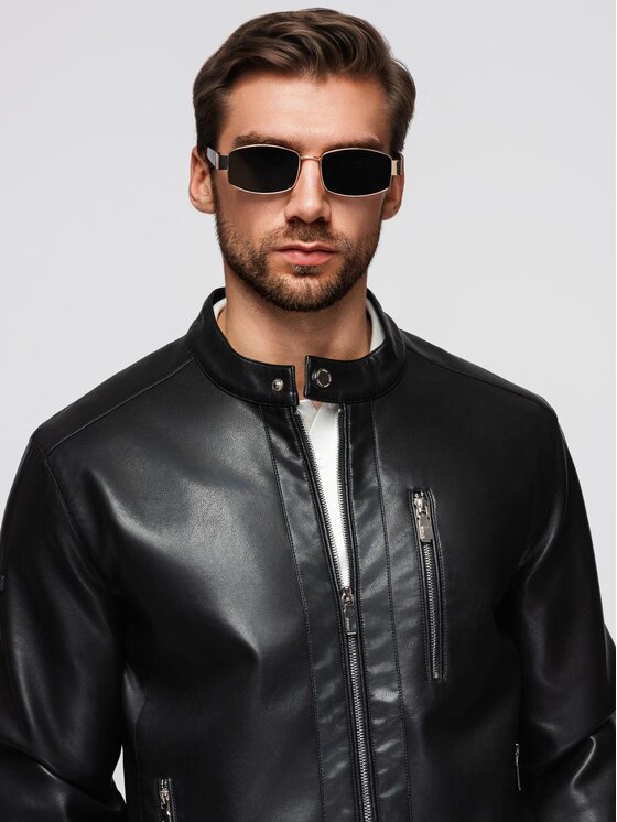 Ombre Ombre Kurtka przejściowa OM-JAFL-0109 Czarny Regular Fit