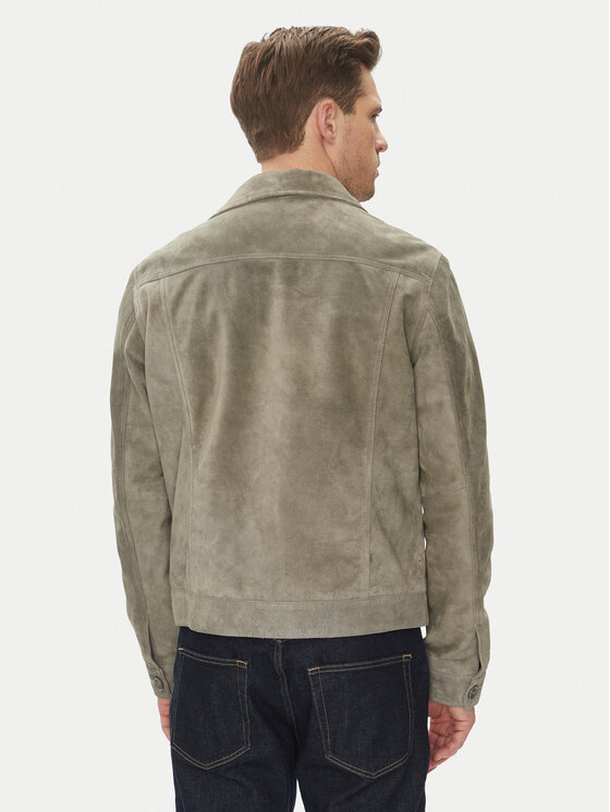 Serge Pariente Serge Pariente Kožená bunda Jeans Šedá Regular Fit