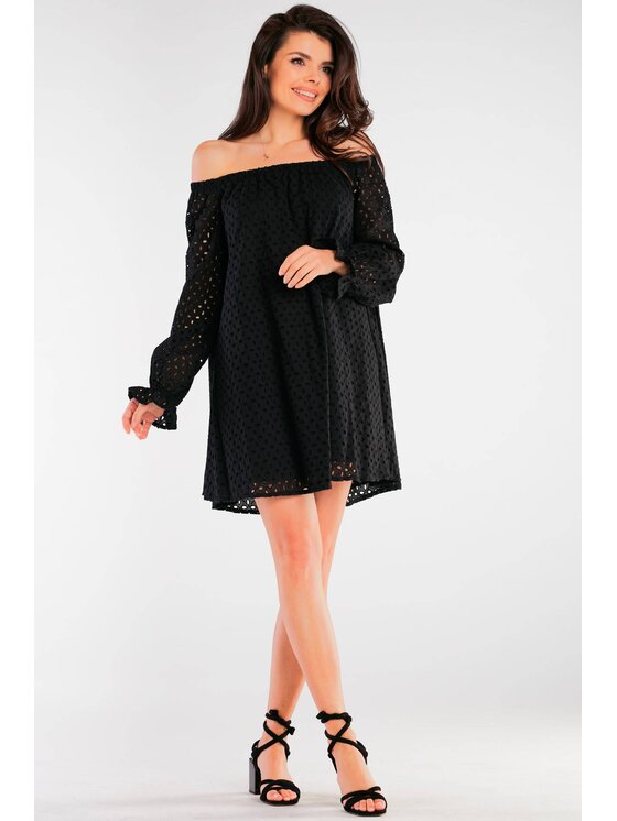 Awama Awama Sukienka letnia A435 Czarny Basic Fit