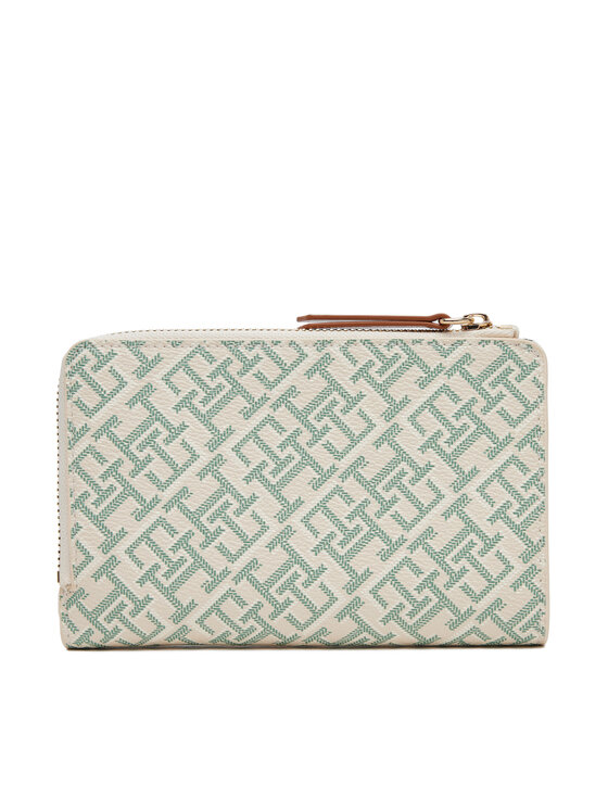 Tommy Hilfiger Tommy Hilfiger Portofel Mare de Damă Th Monoplay Leather Med 7 Wallet AW0AW17417 Écru