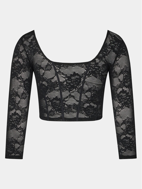 Triumph Triumph Μπλουζάκι Smart Deco Crop Top 10215947 Μαύρο Slim Fit