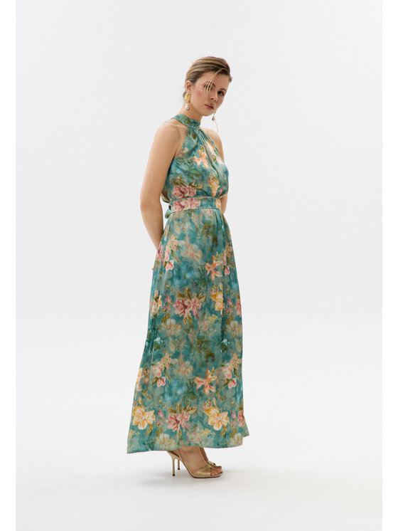 Mirons Mirons Sukienka wieczorowa print Niebieski Feminine Fit