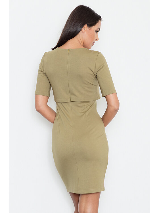 FIGL FIGL Šaty M446 Kaki Slim Fit