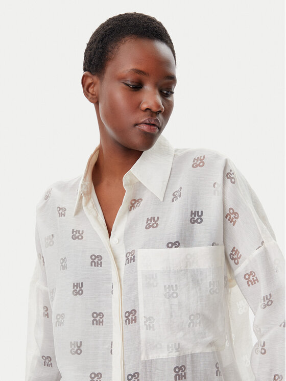 HUGO HUGO Košulja Essence 50531562 Bijela Oversize