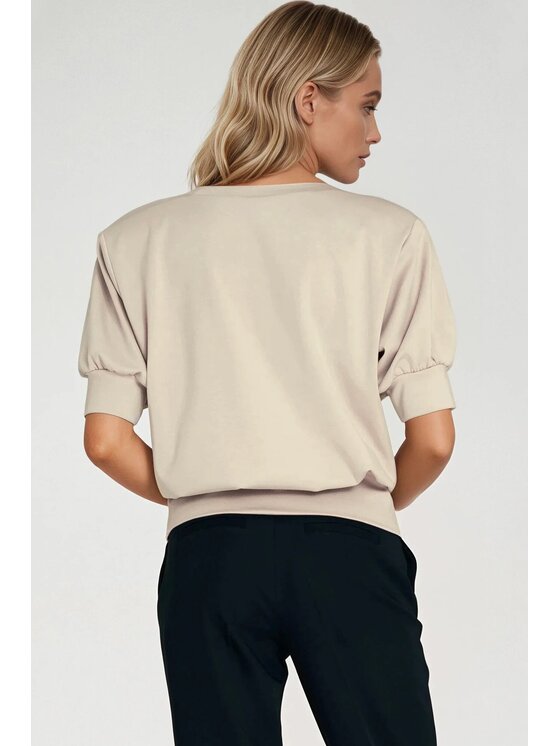 NIFE NIFE Bluza BL12 Beżowy Oversize