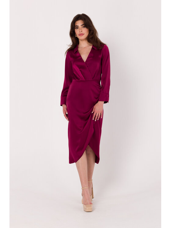 Makover Makover Každodenné šaty K172 Bordová Modern Fit