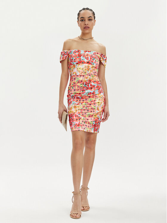 Guess Guess Cocktail obleka Camila W4RK62 KBSQ0 Pisana Slim Fit